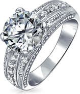BLING JEWELRY Sterling Silver Vintage Style CZ Ring