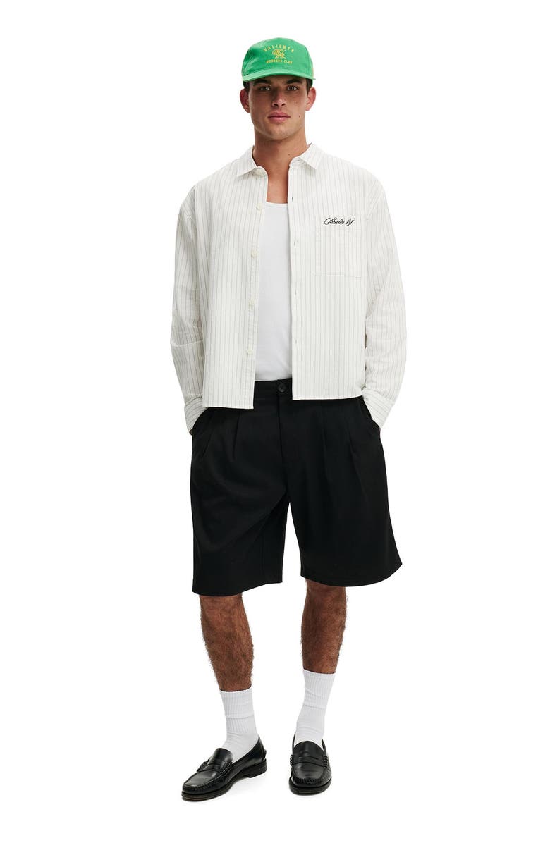 Cotton On Men's Bedford Long Sleeve Shirt, Alternate, color, White Stripe Emb