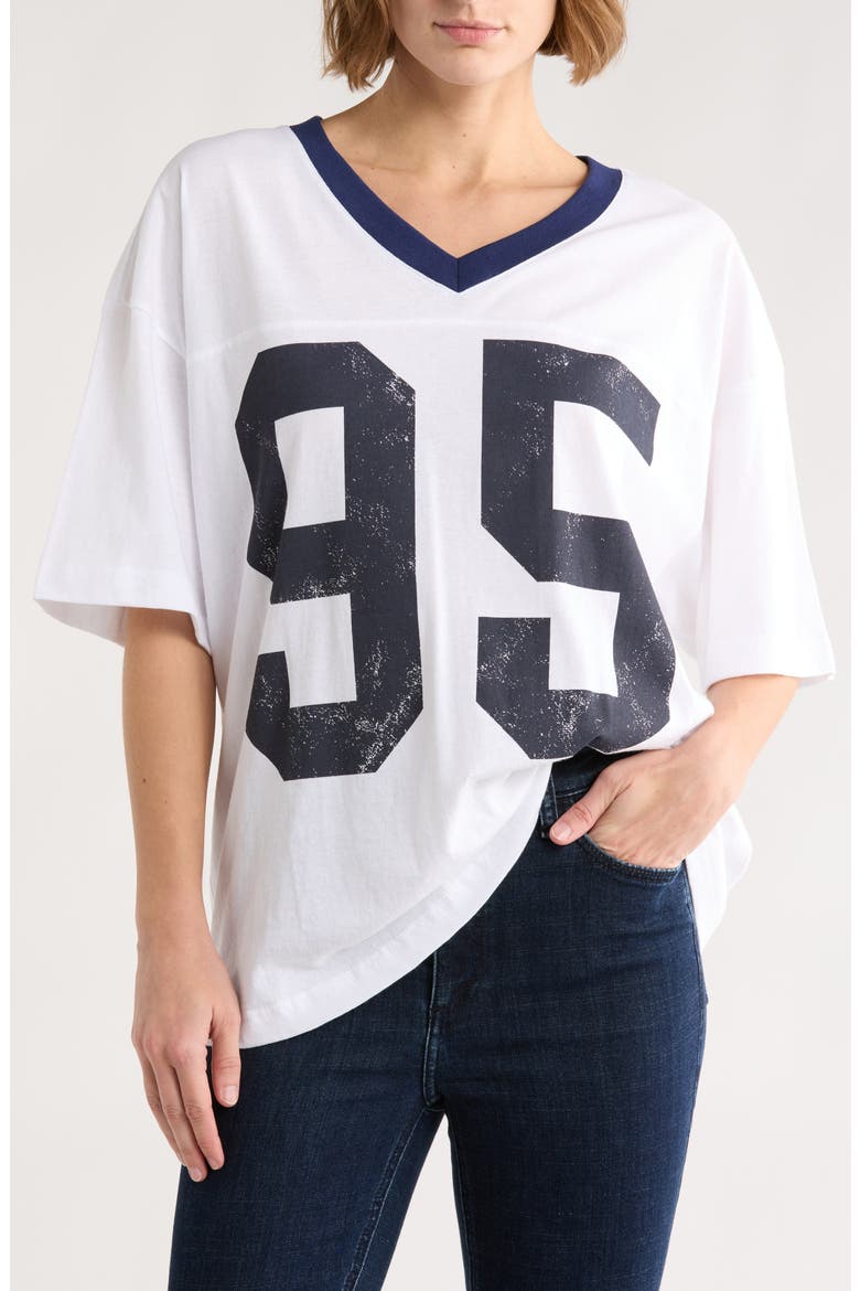 95 Jersey T-Shirt, Main, color, BRIGHT WHITE/ MEDIEVAL BLUE