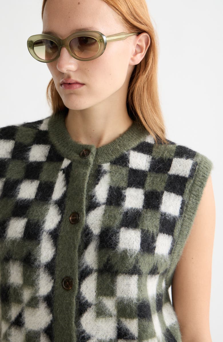 Scotch & Soda Fuzzy Jacquard Sweater Vest, Alternate, color, Thyme