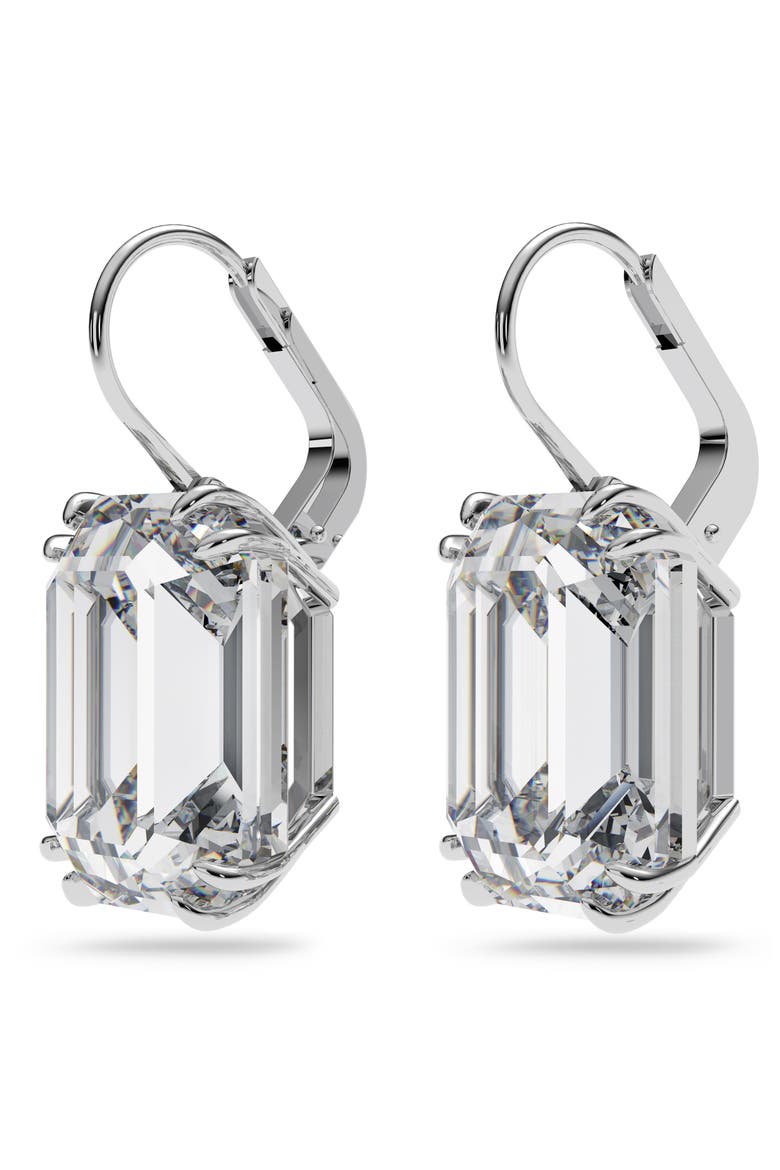 Millenia Octagon Crystal Drop Earrings, Alternate, color, SILVER