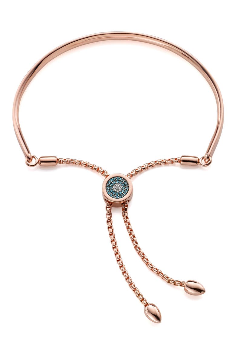 Fiji Evil Eye Diamond Bracelet, Main, color, ROSE GOLD/ BLUE DIAMOND
