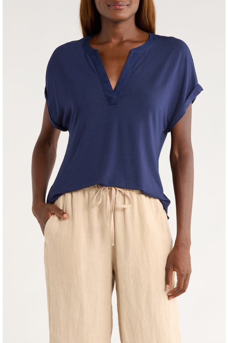 Kauai Split Neck Top, Main, color, COASTLINE