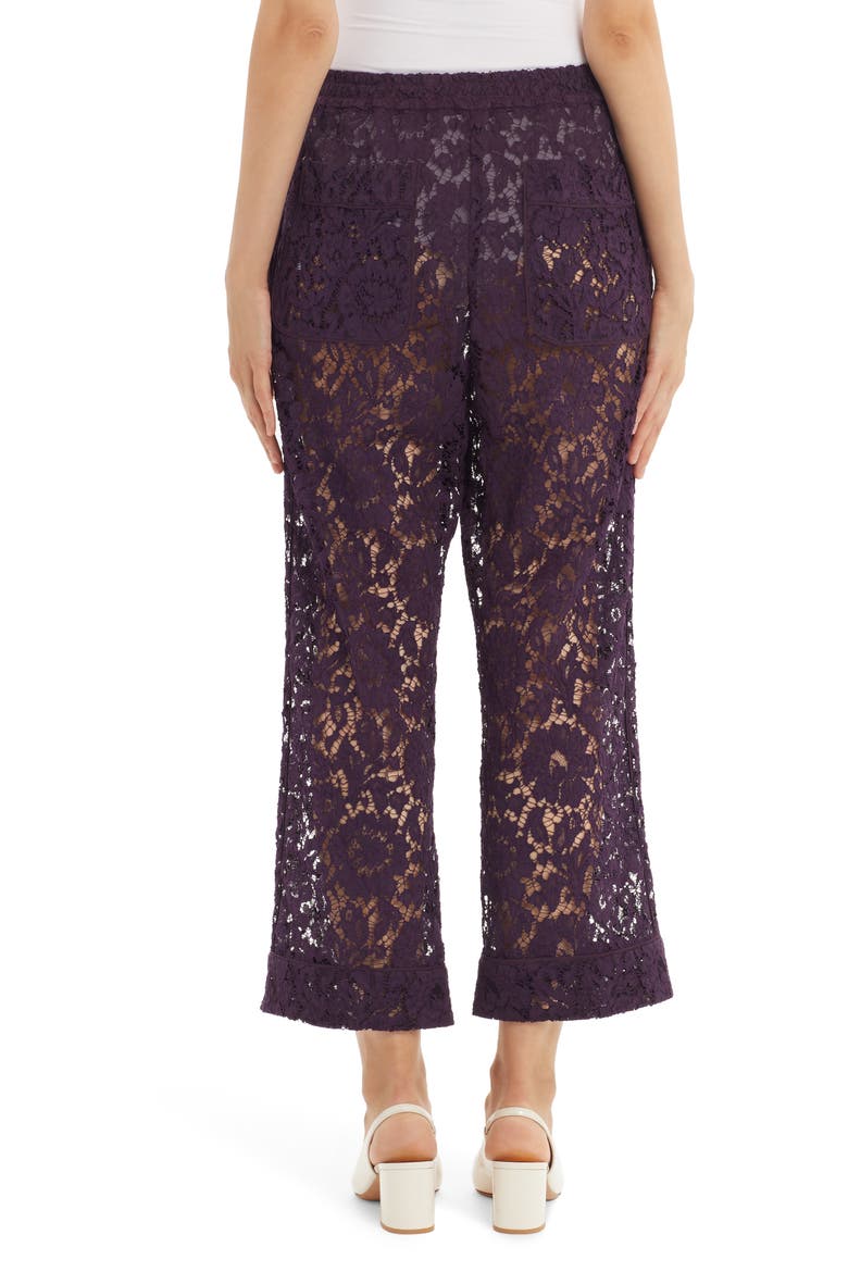 Valentino Wide Leg Crop Guipure Lace Pants, Alternate, color, RIPE PLUM Y82