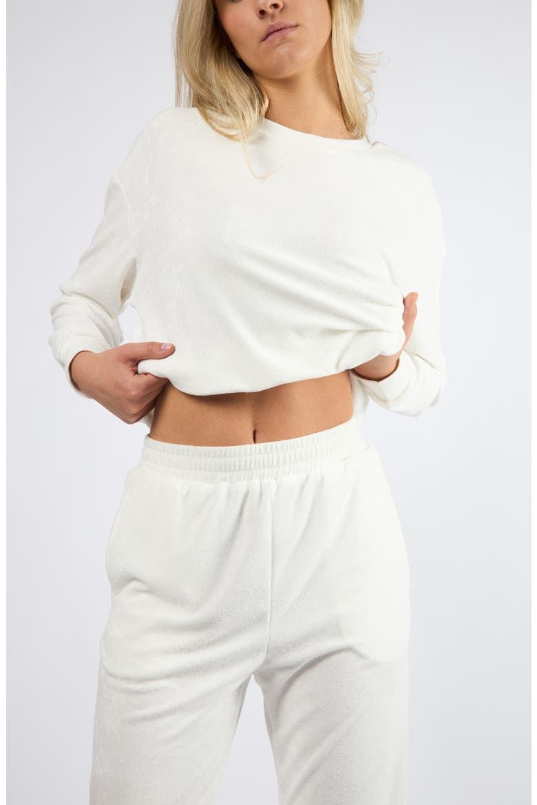 Terry Cloth Sweatshirt, Alternate, color, WHITE