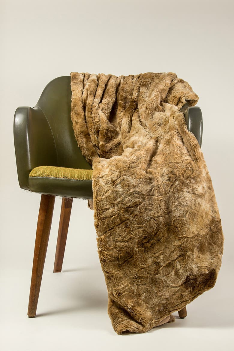 Naples Taupe Faux Fur Throw Blanket, Alternate, color, TAUPE