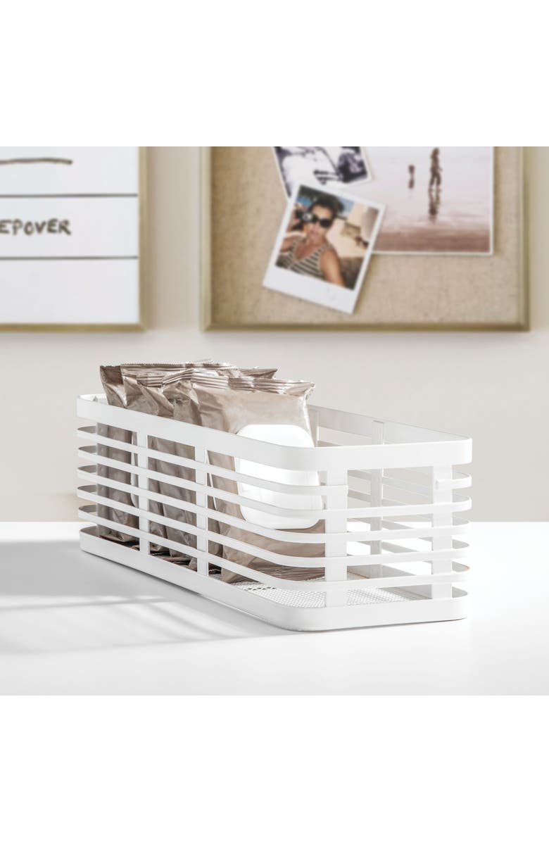 mDesign Metal Pantry Basket with Handles - Set of 2 - Matte White, Alternate, color, Matte White