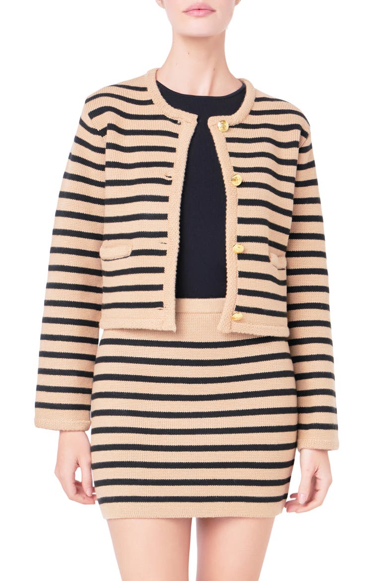 Stripe Cardigan, Main, color, TAN/BLACK