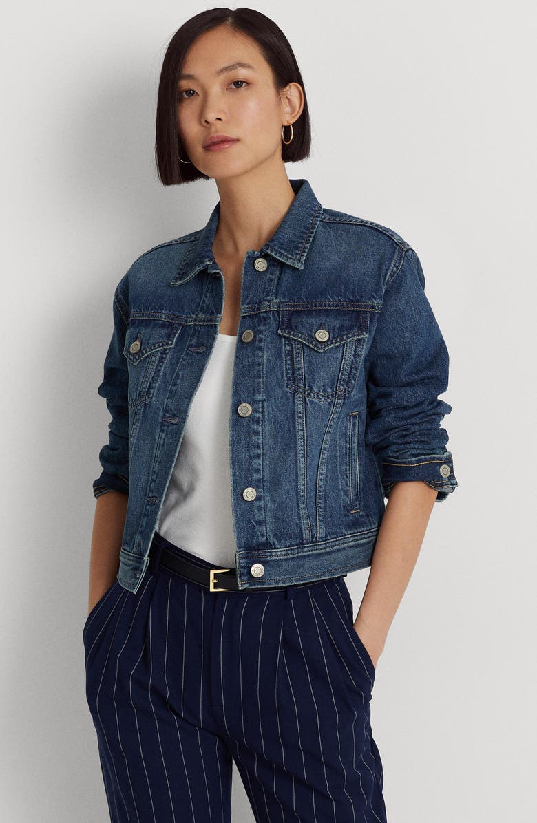 Lauren Ralph Lauren Denim Trucker Jacket, Alternate, color, Rangeland Wash