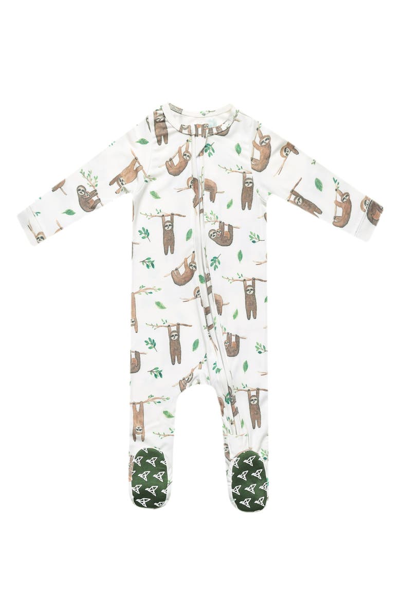 Copper Pearl Noah Zip-Up Footie Pajamas, Main, color, Noah