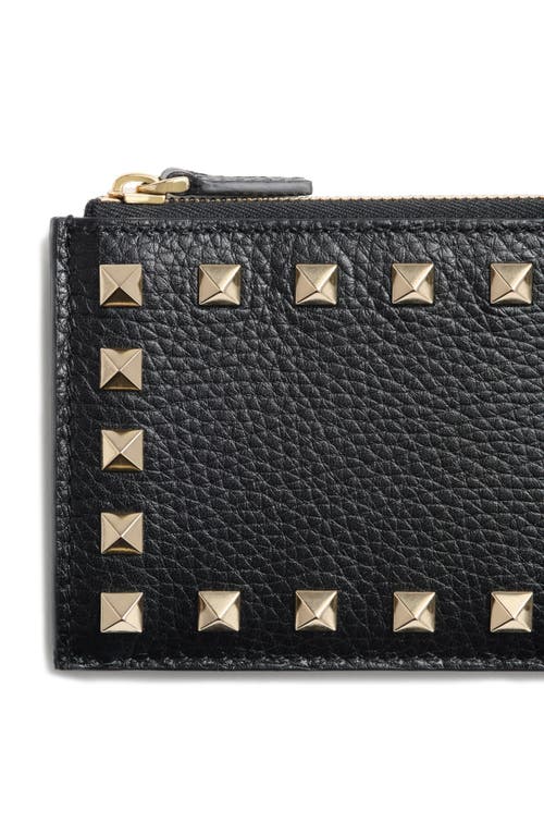 Valentino Garavani Rockstud Leather Coin Card Case In Black