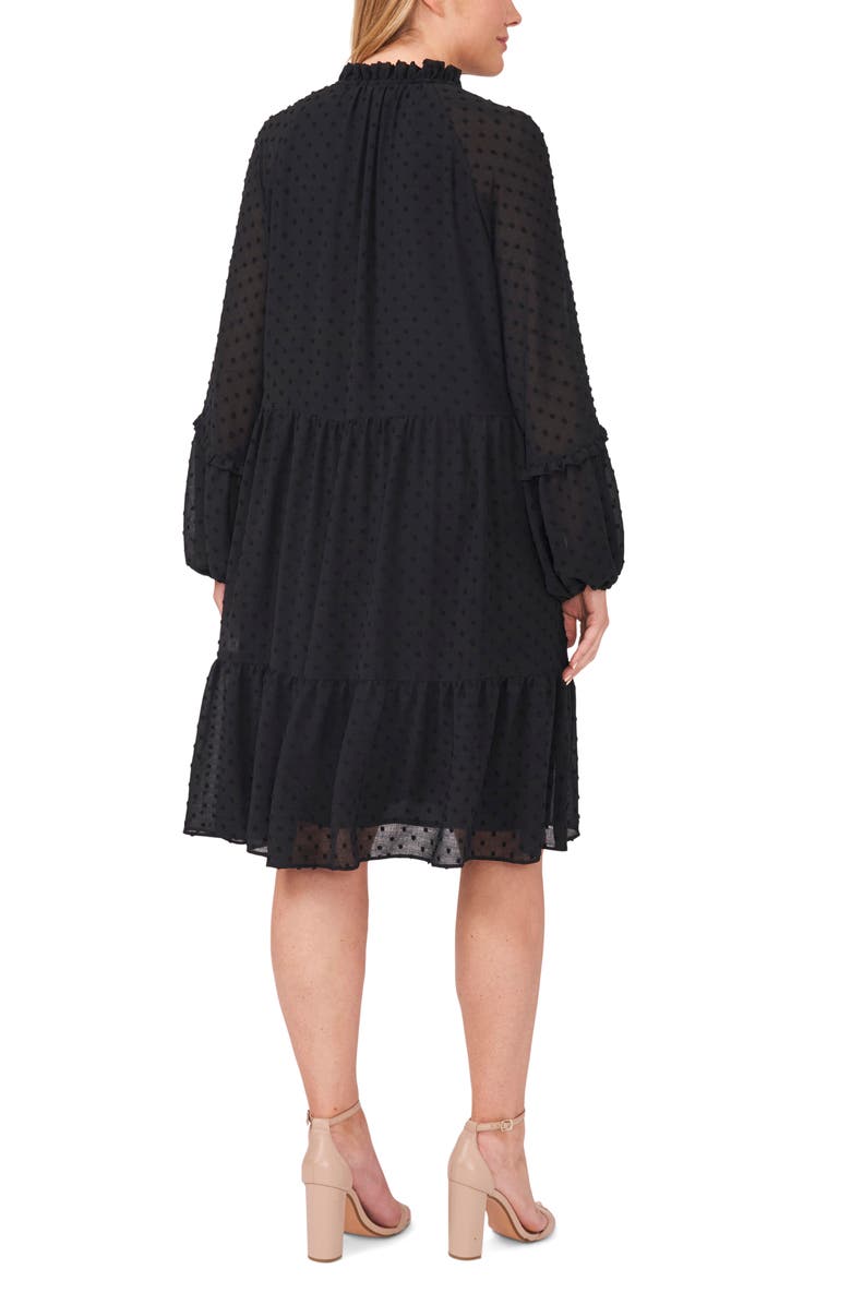 CeCe Long Sleeve Clip Dot Babydoll Dress, Alternate, color,