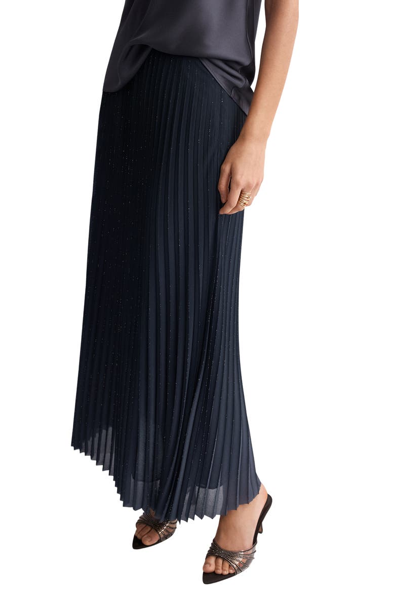 MANGO Pleated A-Line Skirt, Alternate, color, Night Blue