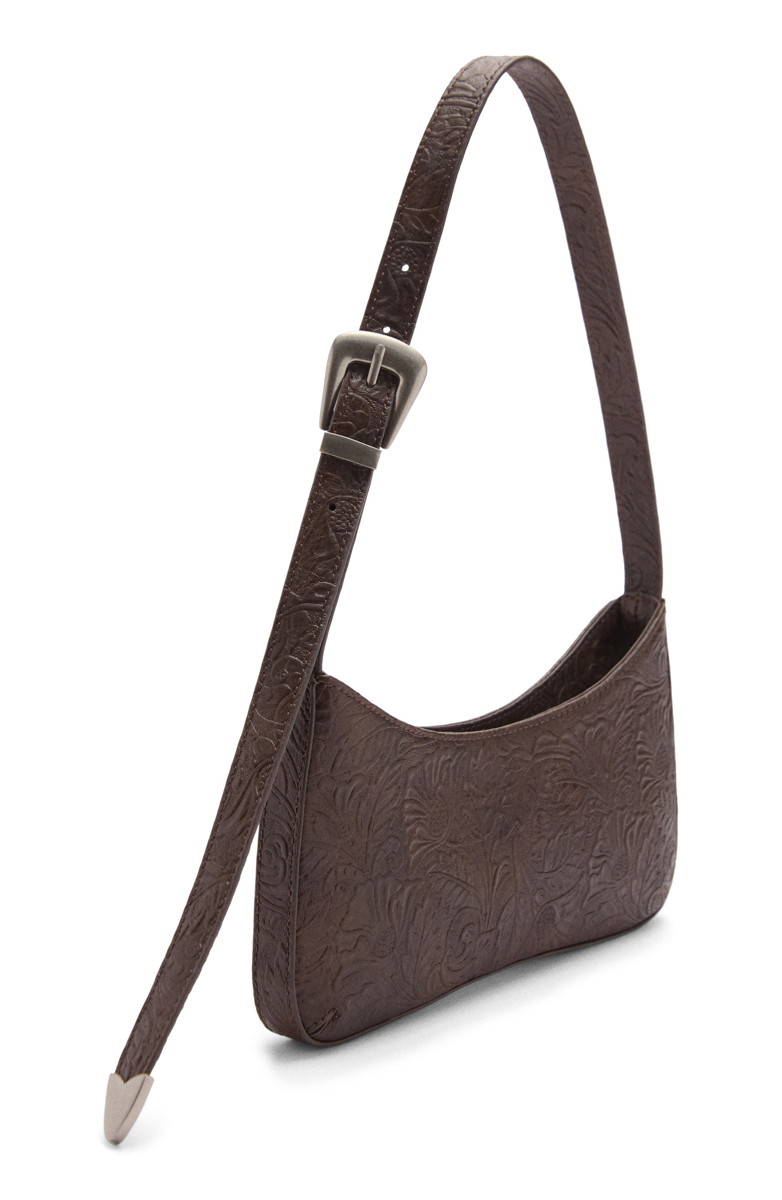 MANGO Embossed Faux Leather Shoulder Bag, Alternate, color, 