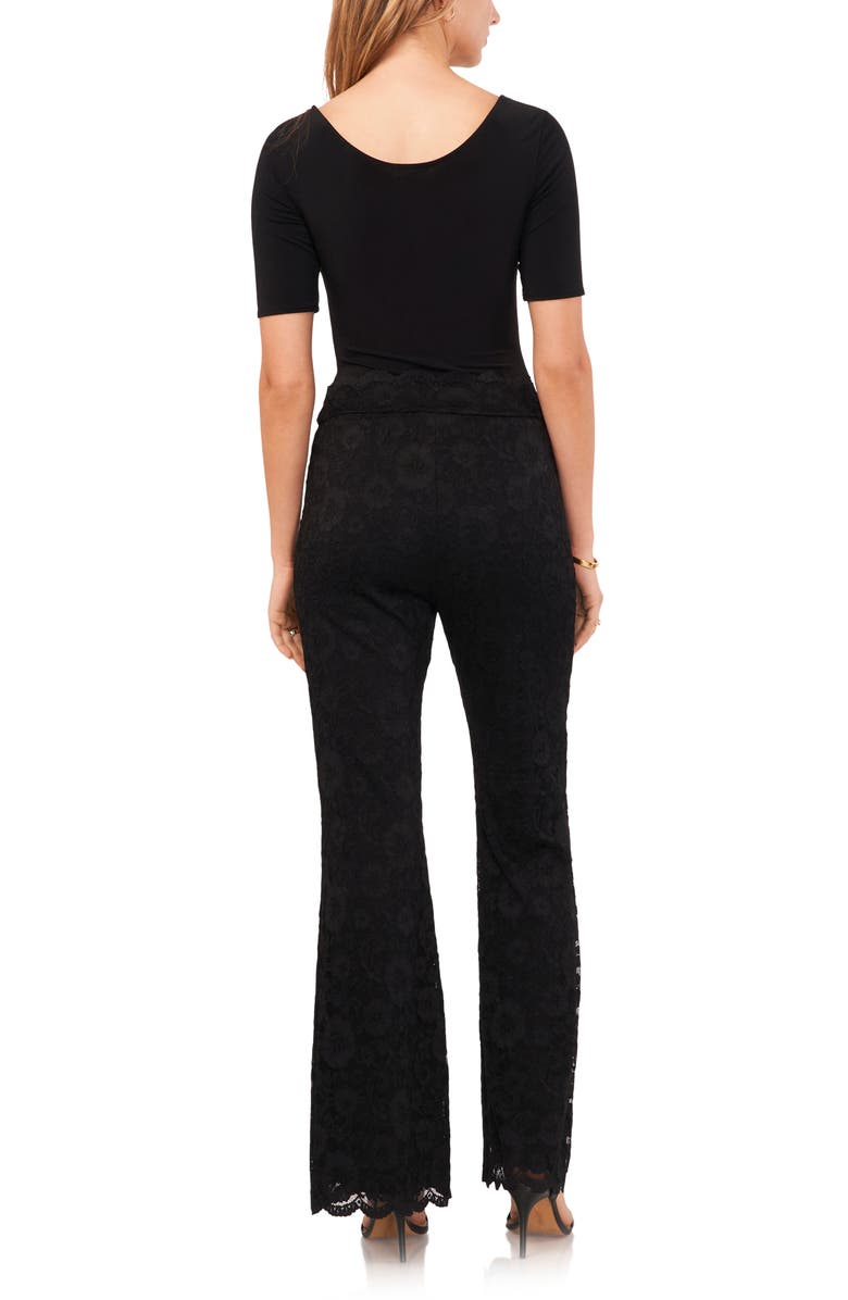 Vince Camuto Scallop Hem Lace Pull-On Flare Pants, Alternate, color, 