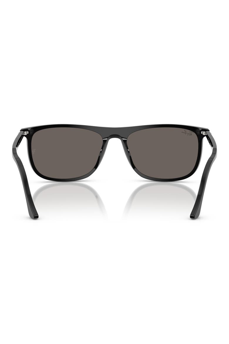 61mm Rectangular Sunglasses, Alternate, color, BLACK