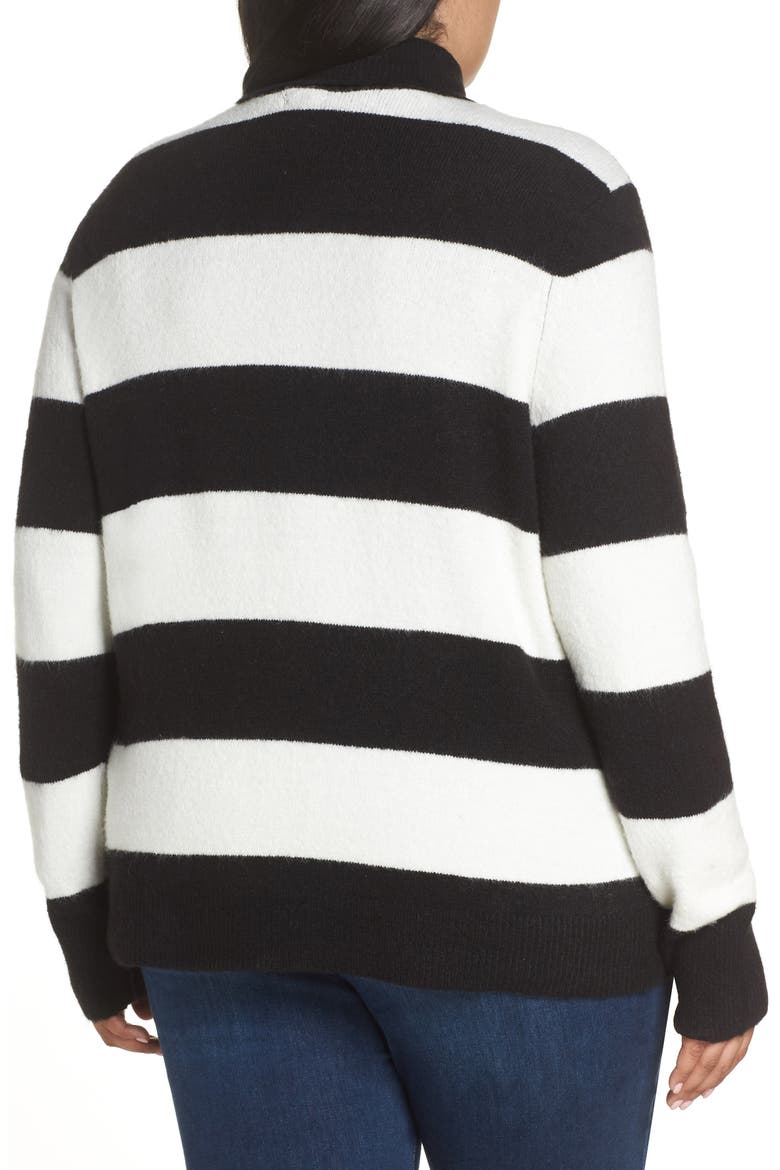 x Atlantic-Pacific Stripe Turtleneck Sweater, Alternate, color, BLACK- IVORY STRIPE
