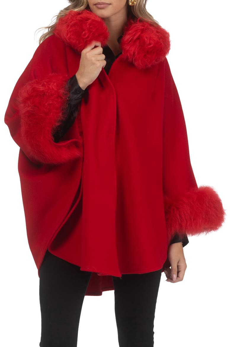 Wool And Cashmere Cape, Alternate, color, RED