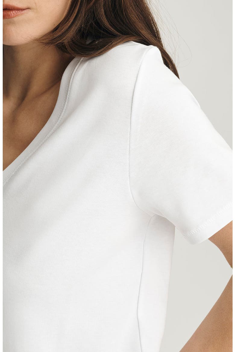 Olivia V-Neck Cotton T-Shirt, Alternate, color, WHITE