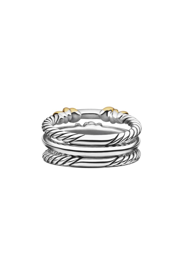 Petite Helena Three Row Ring with 18K Gold and Diamonds, Alternate, color, DIAMOND/ SILVER
