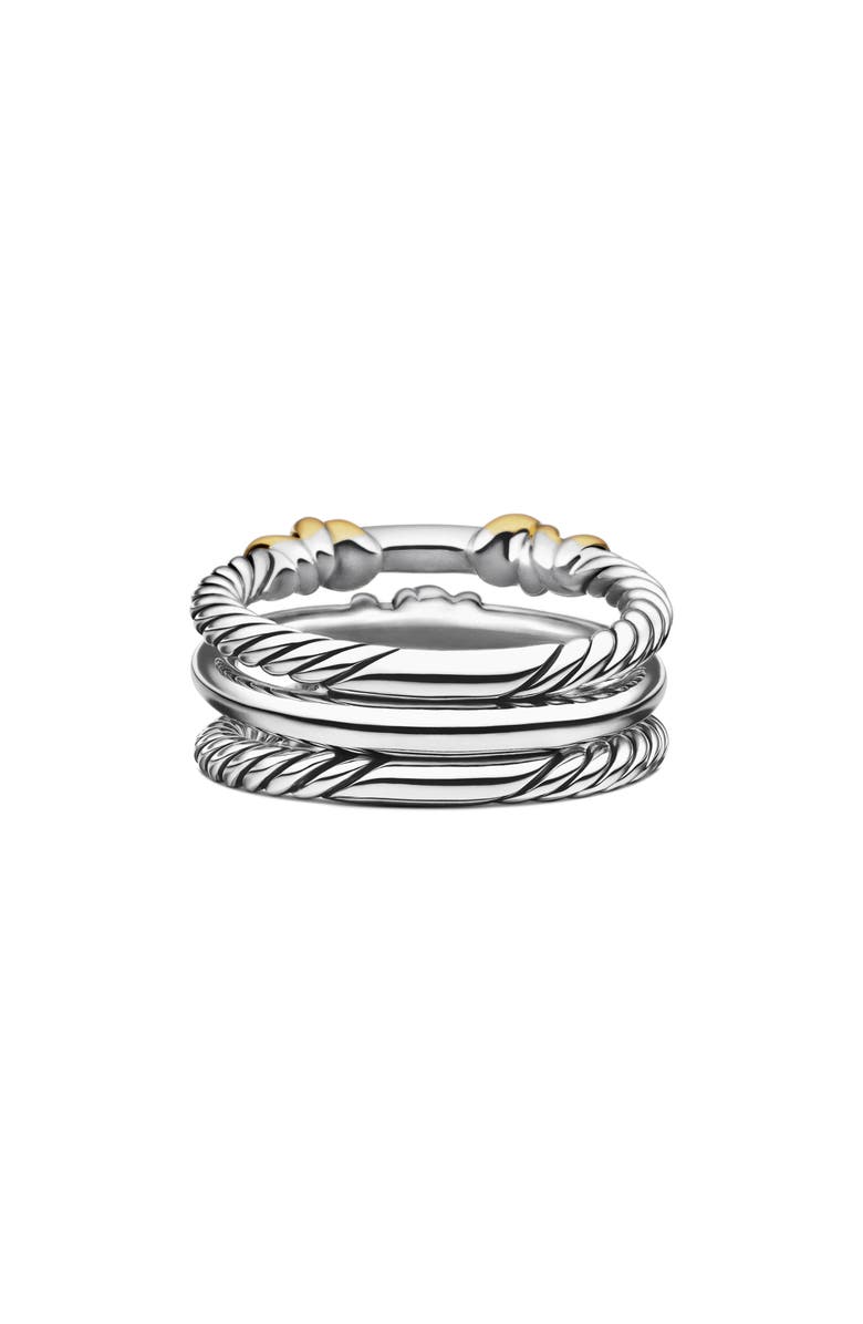 David Yurman Petite Helena Three Row Ring with 18K Gold and Diamonds, Alternate, color, Diamond/ Silver