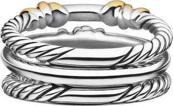 Petite Helena Three Row Ring with 18K Gold and Diamonds