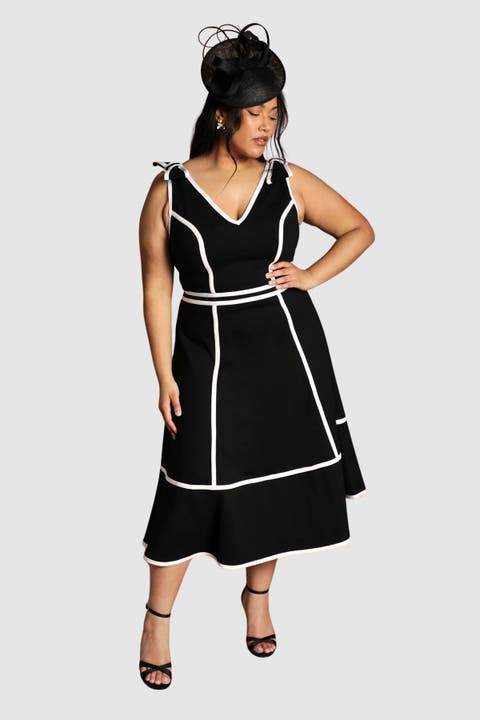 Plus Ponte V-Neck Midi Dress