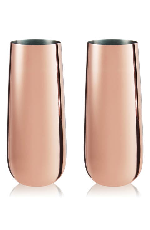 Summit Set of 2 Metallic Sparkling Wine Flutes