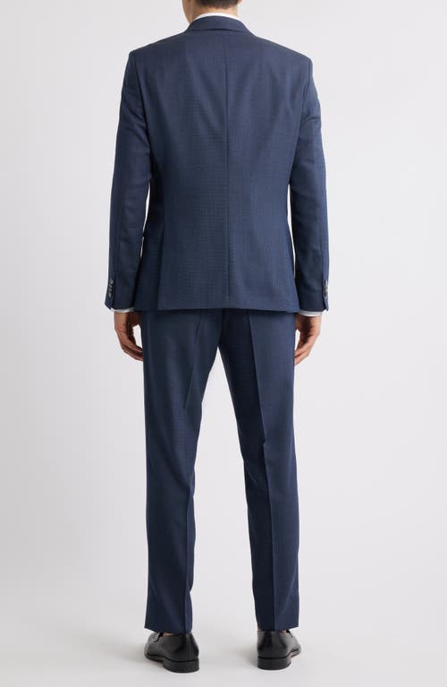Hugo Boss Boss Huge Slim Fit Textured Suit In Dark Blue