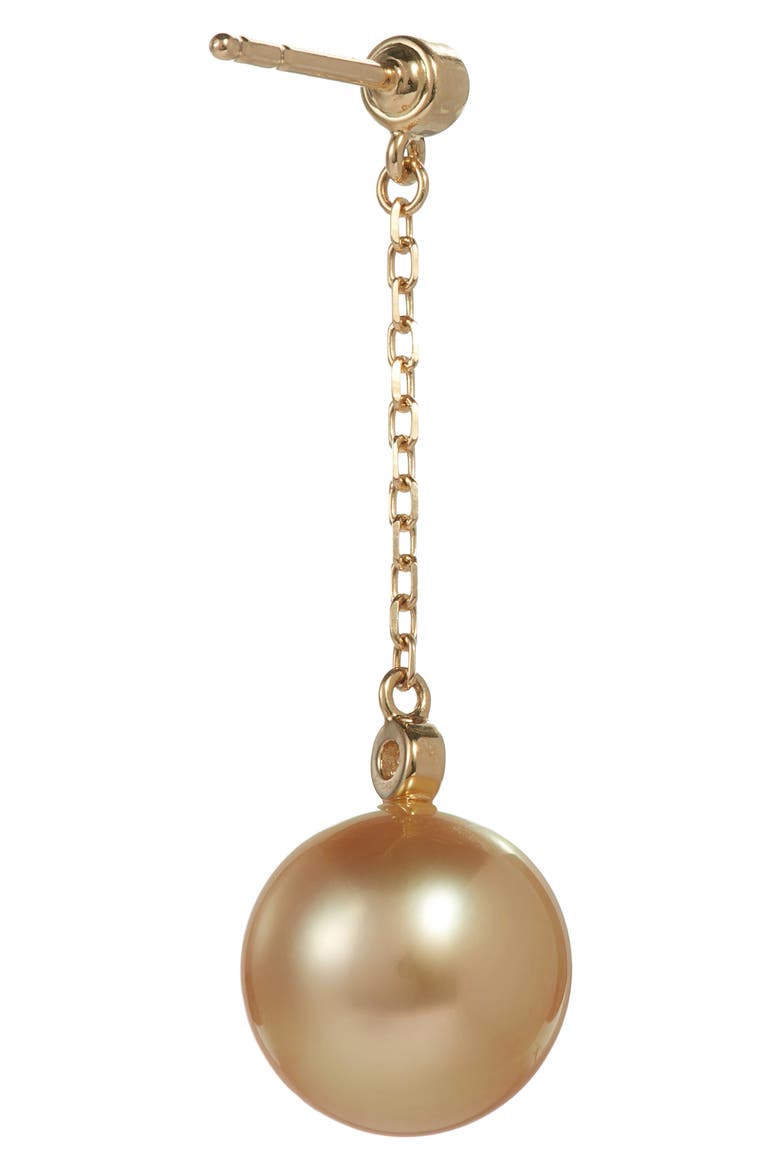 South Sea Cultured Pearl & Diamond Drop Earrings, Alternate, color, YELLOW GOLD