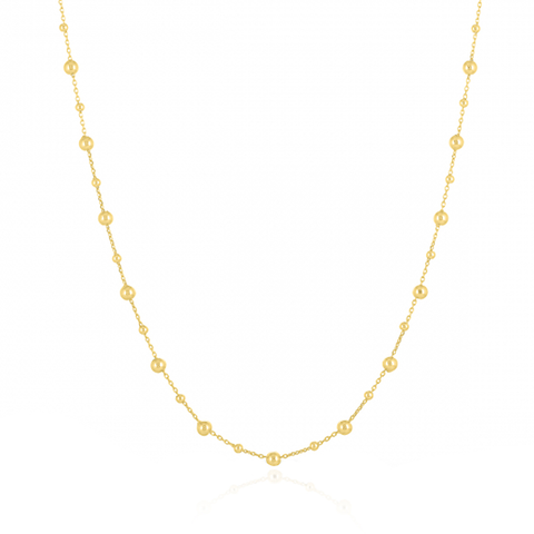 Gold Bead Station Chain Necklace