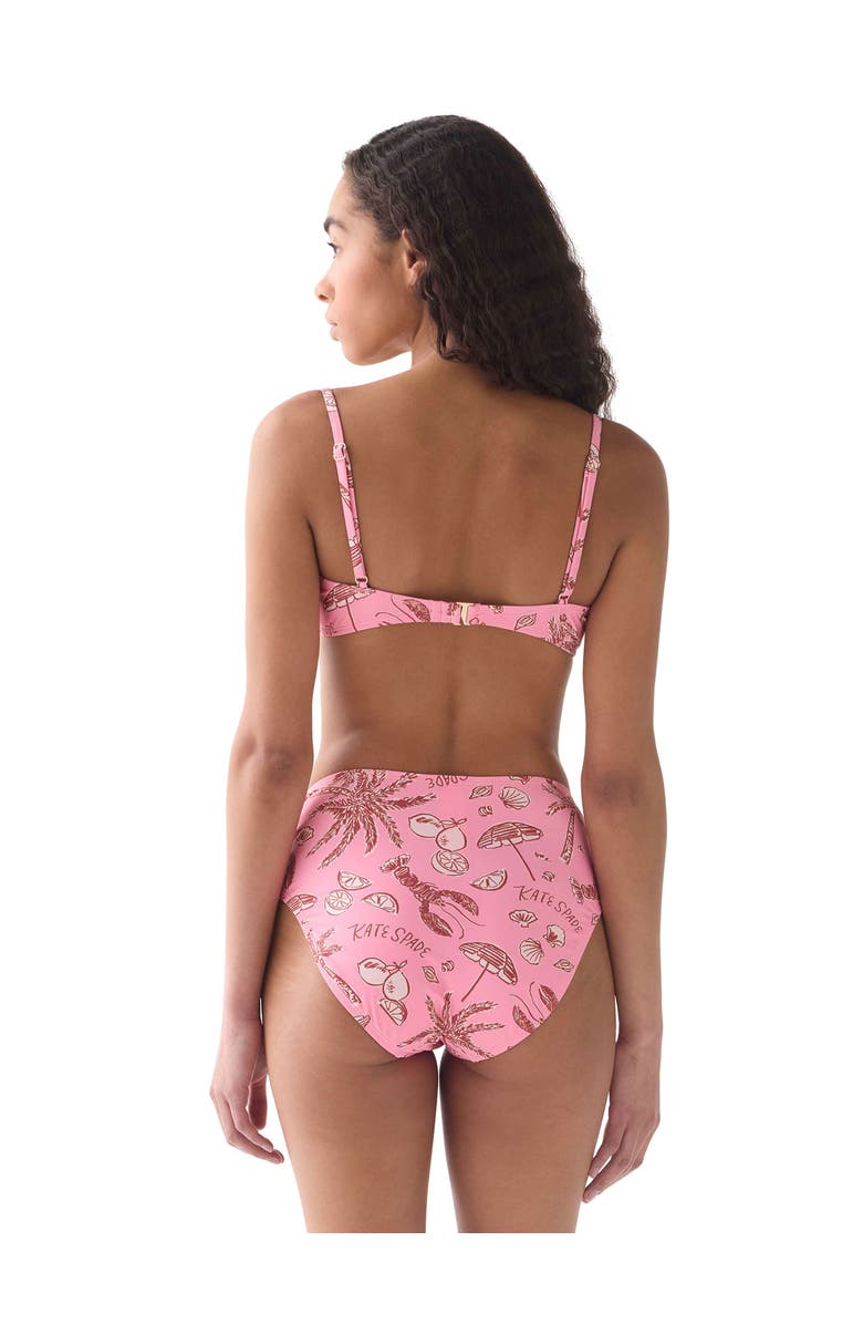 Kate Spade New York Ruched Underwire Bra Swim Top Swimsuit, Alternate, color, Guava Slice