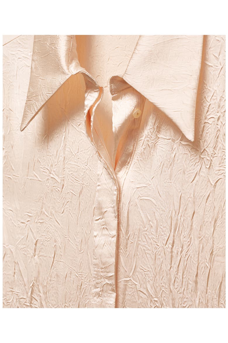 Arru Creased Satin Button-Up Shirt, Alternate, color, LIGHT BEIGE