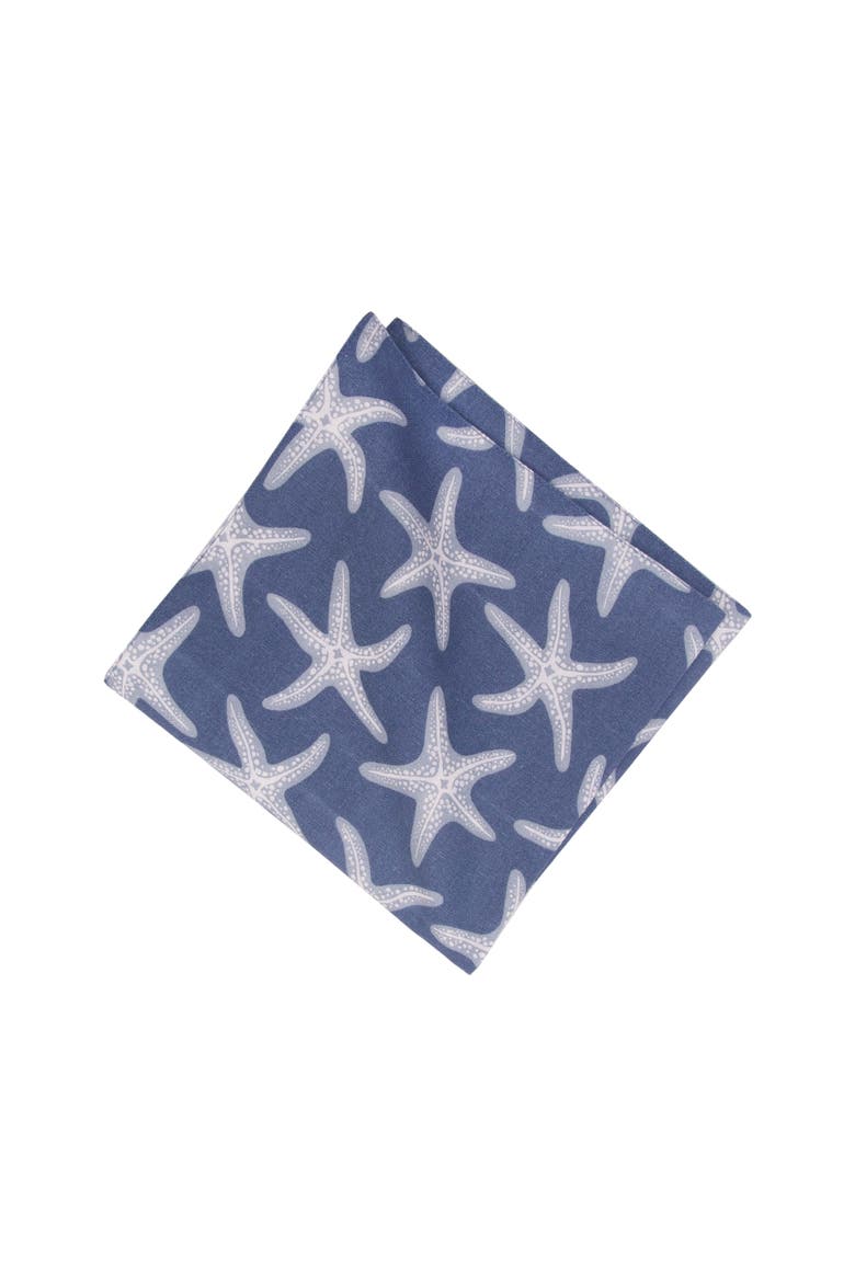 Calming Seas Starfish Reversible Hemstitch Napkins Set of 6, Alternate, color, Blue