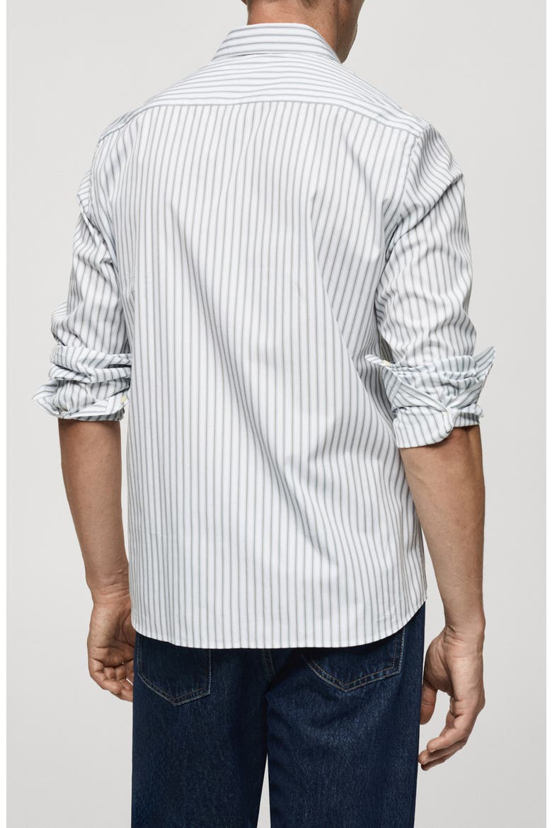 Slim Fit Stripe Button-Up Shirt, Alternate, color, KHAKI/ WHITE
