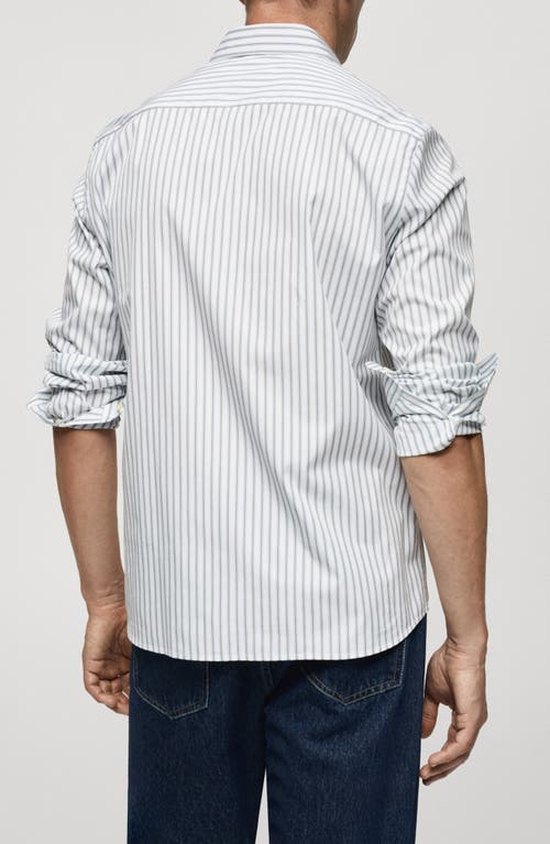 Mango Slim Fit Stripe Button-up Shirt In Khaki/white