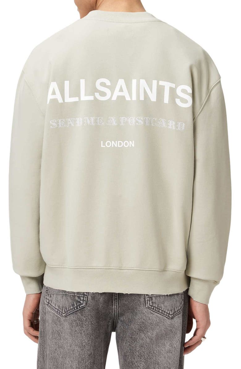 AllSaints Dreamer Oversize Cotton Fleece Crewneck Sweatshirt, Alternate, color, Powdered Green