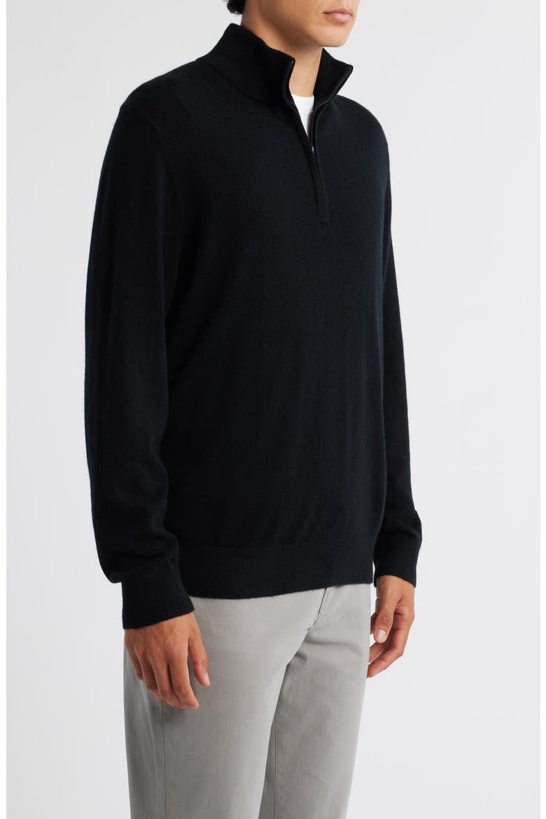 Quarter Zip Cashmere Sweater, Alternate, color, BLACK