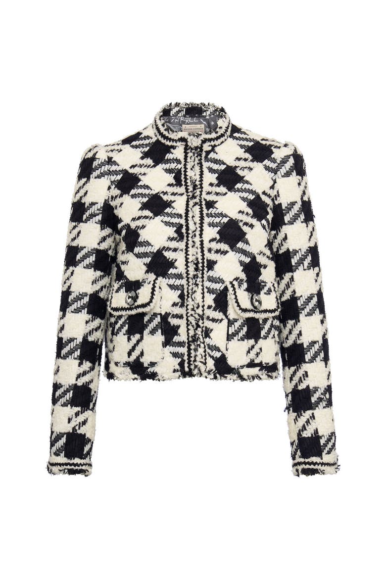 Little Short Plaid Jacket, Main, color, Black / White