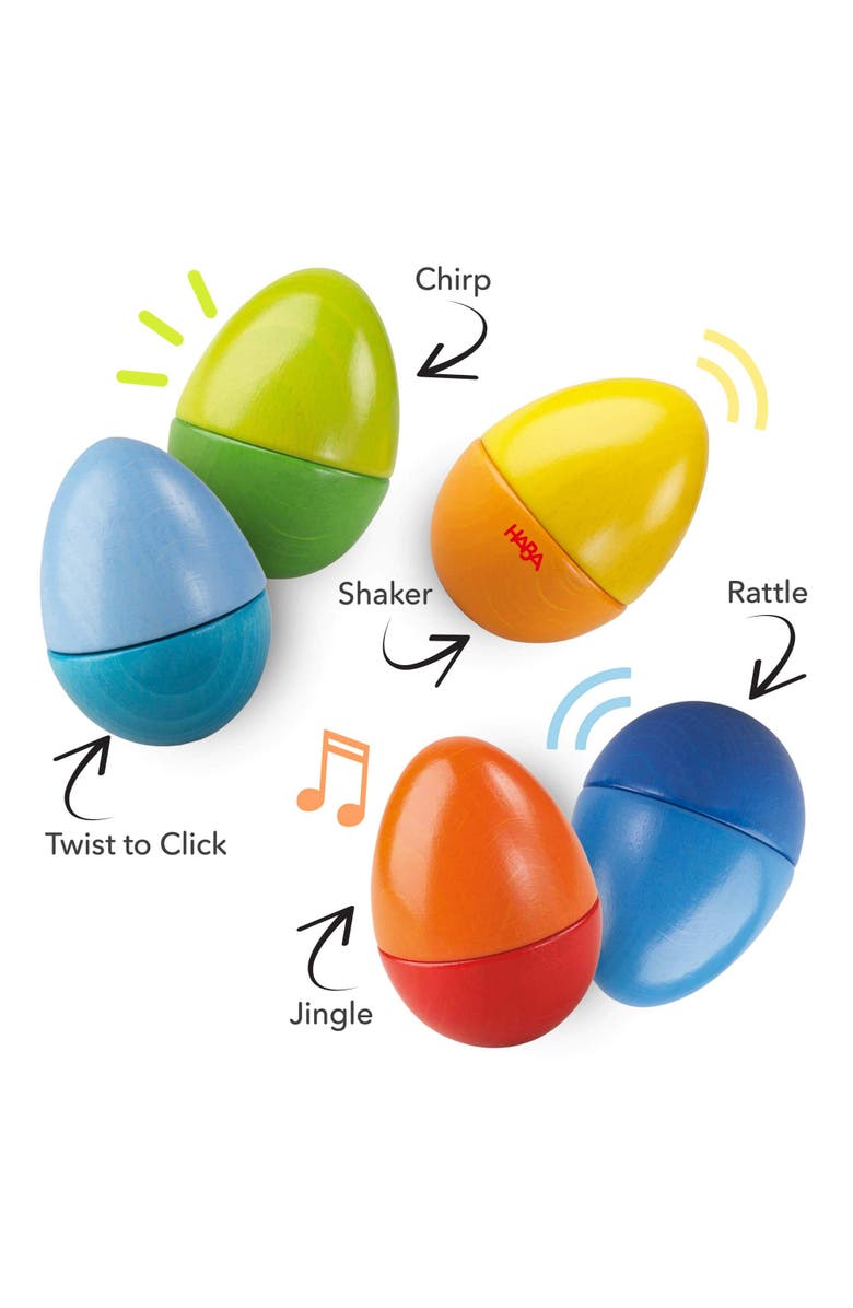 HABA Fun with Sounds Wooden Eggs Montessori Toys, Alternate, color, Multi