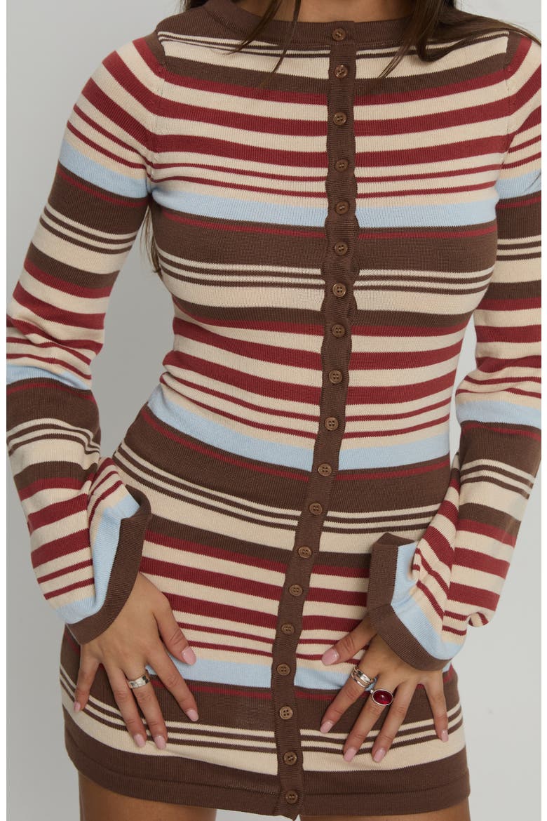 Norelai Stripe Long Sleeve Knit Minidress, Alternate, color, MULTI STRIPE