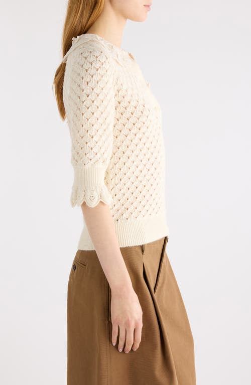 Chloé Pointelle Knit Sweaters And Cardigans White In Yellow