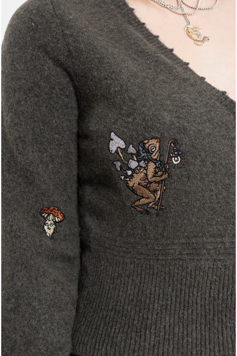Hexborn Baba Yaga Knit Cardigan, Alternate, color, Grey