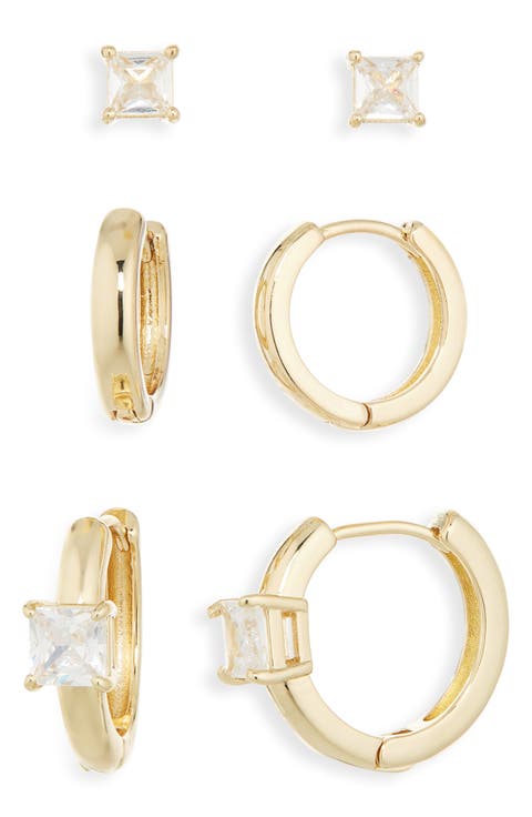 Set of 3 Stud & Hoop Earrings