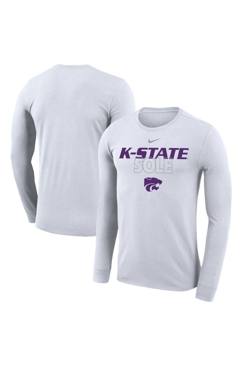 White Kansas State Wildcats 2023 On Court Bench Long Sleeve T-Shirt, Main, color, White