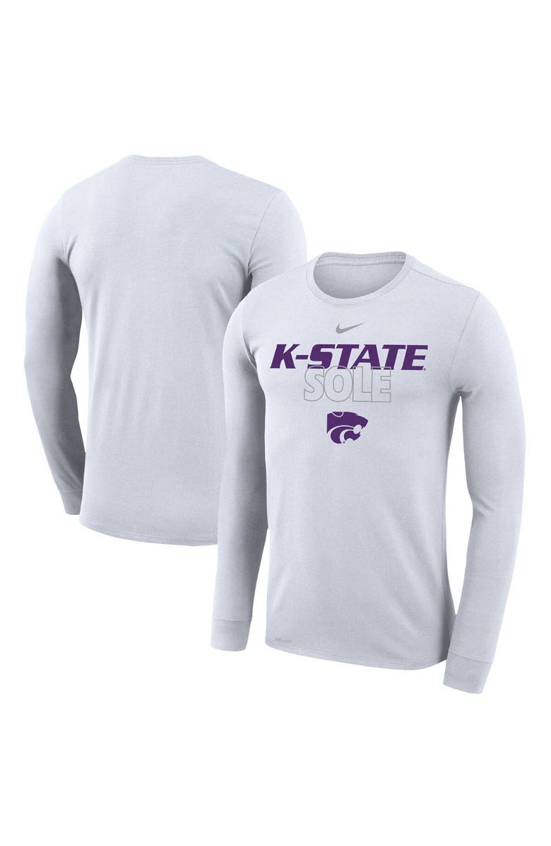 Nike White Kansas State Wildcats 2023 On Court Bench Long Sleeve T-Shirt, Main, color,