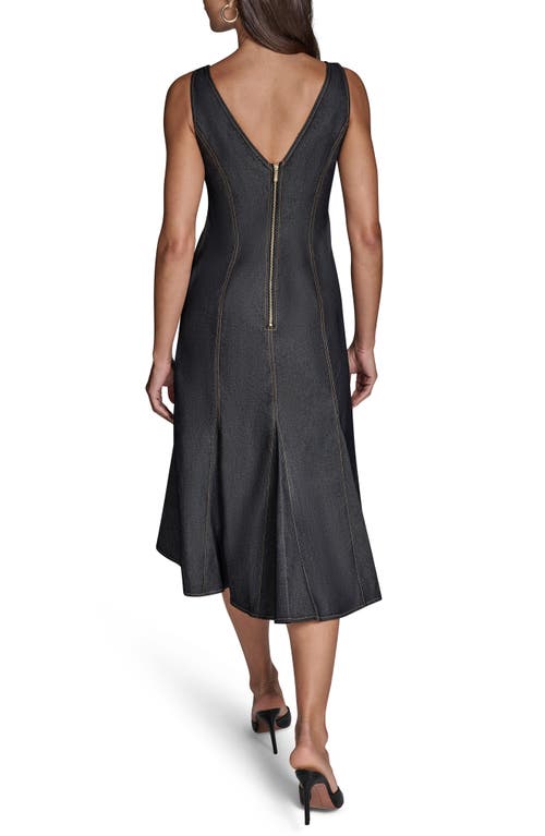 Bcbg Topstitch Detail Denim Dress In Black
