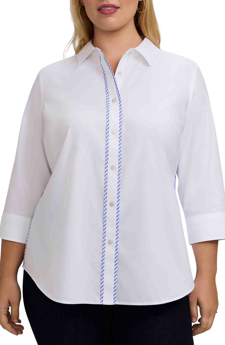 Foxcroft Marni Trim Shirt, Main, color, White