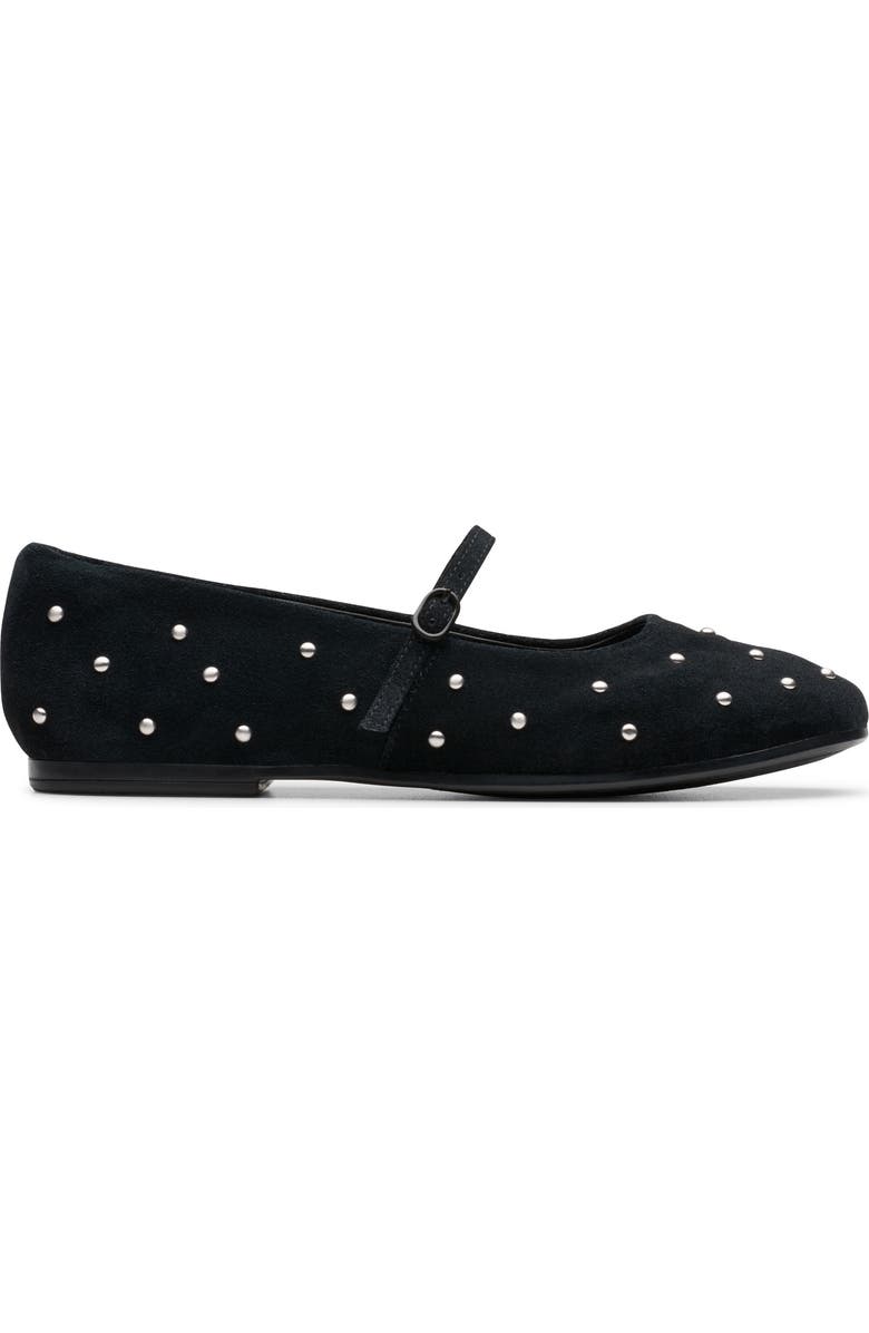Clarks<sup>®</sup> Livia Stud Mary Jane Flat, Alternate, color, Black Suede
