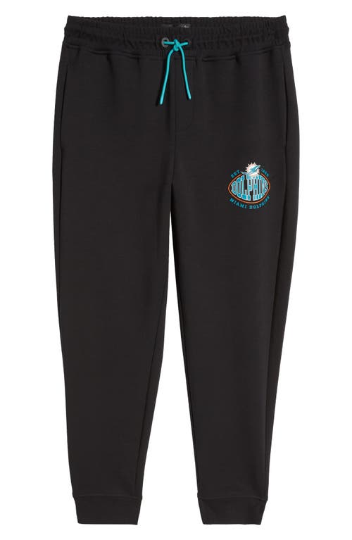 Hugo Boss Boss X Nfl Cotton-blend Tracksuit Bottoms With Collaborative Branding In Miami Dolphins Black
